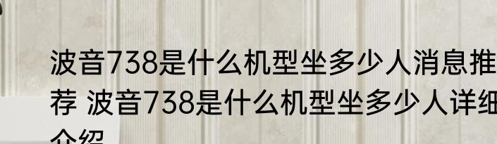 波音738是什么机型坐多少人消息推荐 波音738是什么机型坐多少人详细介绍
