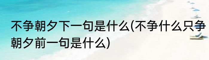 不争朝夕下一句是什么(不争什么只争朝夕前一句是什么)