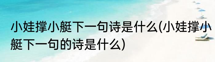 小娃撑小艇下一句诗是什么(小娃撑小艇下一句的诗是什么)
