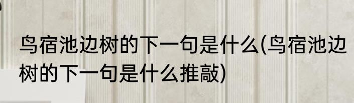 鸟宿池边树的下一句是什么(鸟宿池边树的下一句是什么推敲)