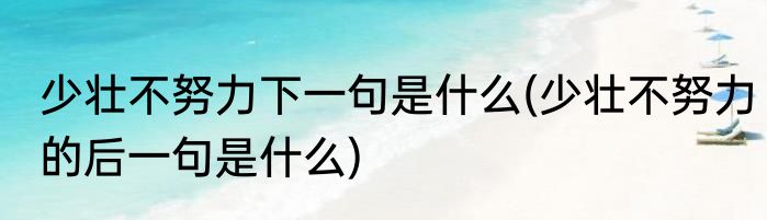 少壮不努力下一句是什么(少壮不努力的后一句是什么)