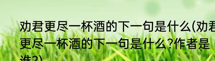 劝君更尽一杯酒的下一句是什么(劝君更尽一杯酒的下一句是什么?作者是谁?)