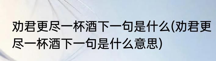 劝君更尽一杯酒下一句是什么(劝君更尽一杯酒下一句是什么意思)