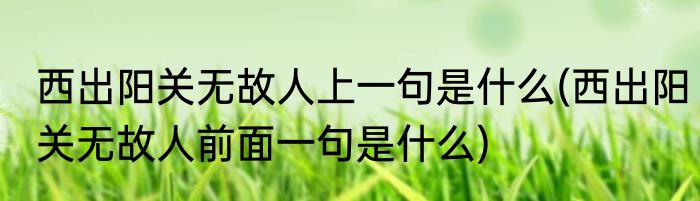 西出阳关无故人上一句是什么(西出阳关无故人前面一句是什么)