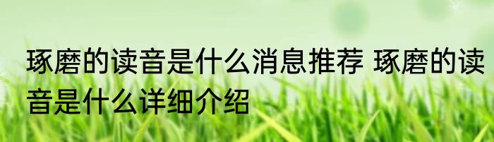琢磨的读音是什么消息推荐 琢磨的读音是什么详细介绍