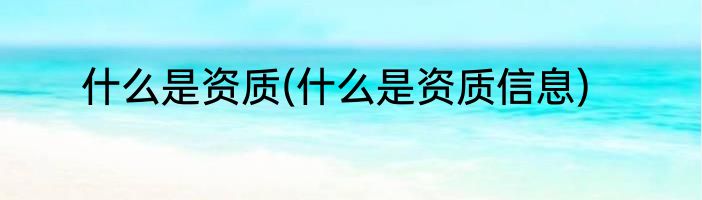 什么是资质(什么是资质信息)