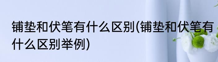 铺垫和伏笔有什么区别(铺垫和伏笔有什么区别举例)