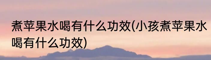 煮苹果水喝有什么功效(小孩煮苹果水喝有什么功效)