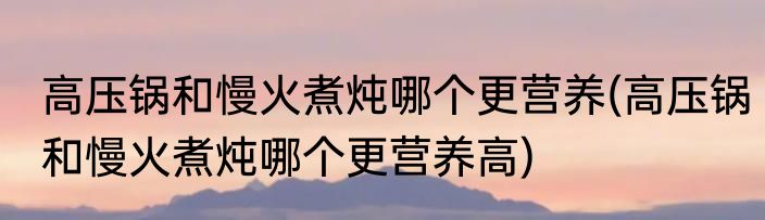 高压锅和慢火煮炖哪个更营养(高压锅和慢火煮炖哪个更营养高)