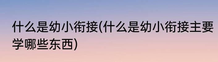 什么是幼小衔接(什么是幼小衔接主要学哪些东西)