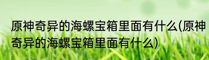 原神奇异的海螺宝箱里面有什么(原神奇异的海螺宝箱里面有什么)