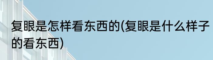 复眼是怎样看东西的(复眼是什么样子的看东西)