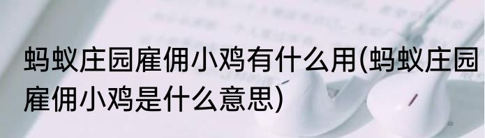 蚂蚁庄园雇佣小鸡有什么用(蚂蚁庄园雇佣小鸡是什么意思)