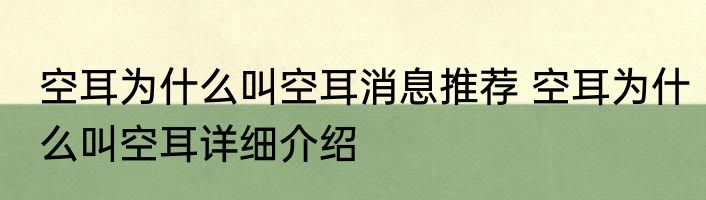 空耳为什么叫空耳消息推荐 空耳为什么叫空耳详细介绍