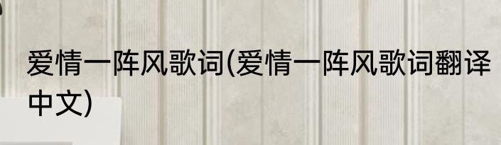 爱情一阵风歌词(爱情一阵风歌词翻译中文)