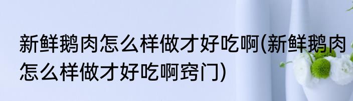 新鲜鹅肉怎么样做才好吃啊(新鲜鹅肉怎么样做才好吃啊窍门)