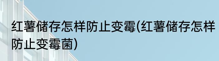 红薯储存怎样防止变霉(红薯储存怎样防止变霉菌)