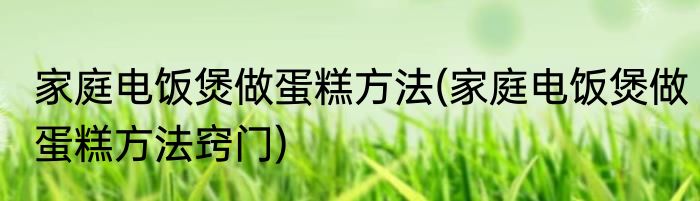 家庭电饭煲做蛋糕方法(家庭电饭煲做蛋糕方法窍门)