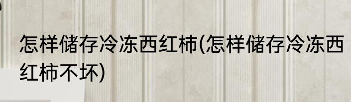 怎样储存冷冻西红柿(怎样储存冷冻西红柿不坏)