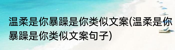 温柔是你暴躁是你类似文案(温柔是你暴躁是你类似文案句子)
