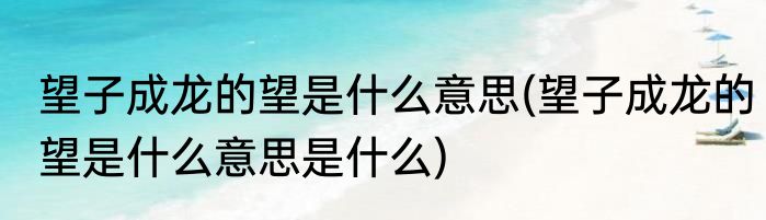 望子成龙的望是什么意思(望子成龙的望是什么意思是什么)