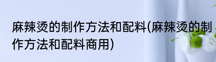 麻辣烫的制作方法和配料(麻辣烫的制作方法和配料商用)