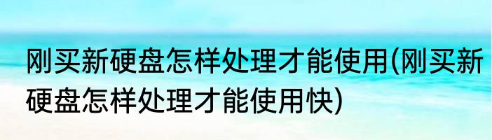 刚买新硬盘怎样处理才能使用(刚买新硬盘怎样处理才能使用快)