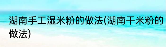 湖南手工湿米粉的做法(湖南干米粉的做法)