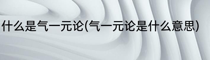 什么是气一元论(气一元论是什么意思)
