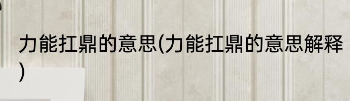 力能扛鼎的意思(力能扛鼎的意思解释)