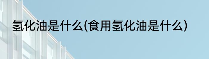 氢化油是什么(食用氢化油是什么)