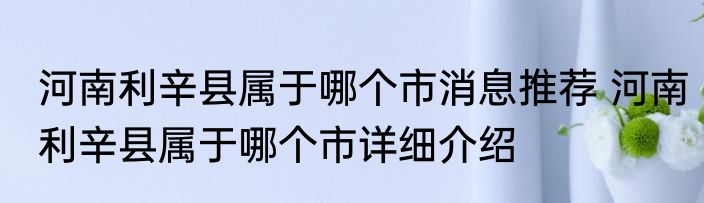 河南利辛县属于哪个市消息推荐 河南利辛县属于哪个市详细介绍