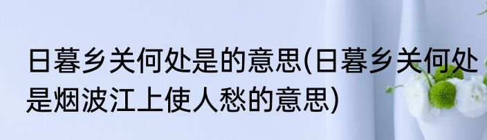 日暮乡关何处是的意思(日暮乡关何处是烟波江上使人愁的意思)