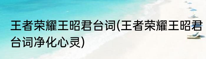 王者荣耀王昭君台词(王者荣耀王昭君台词净化心灵)