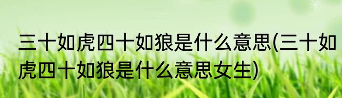 三十如虎四十如狼是什么意思(三十如虎四十如狼是什么意思女生)