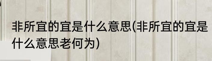 非所宜的宜是什么意思(非所宜的宜是什么意思老何为)
