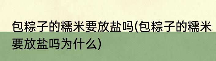 包粽子的糯米要放盐吗(包粽子的糯米要放盐吗为什么)
