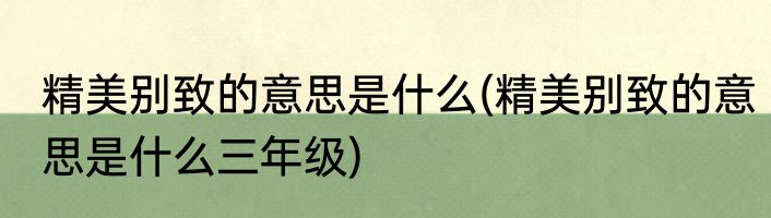 精美别致的意思是什么(精美别致的意思是什么三年级)