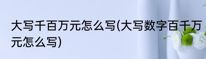 大写千百万元怎么写(大写数字百千万元怎么写)