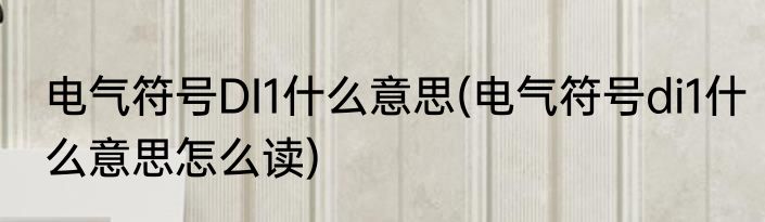 电气符号DI1什么意思(电气符号di1什么意思怎么读)