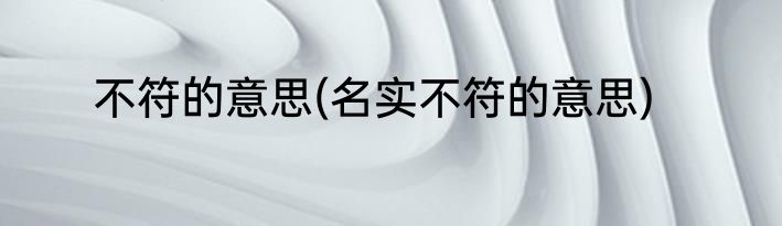 不符的意思(名实不符的意思)