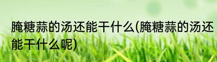 腌糖蒜的汤还能干什么(腌糖蒜的汤还能干什么呢)