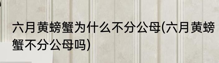 六月黄螃蟹为什么不分公母(六月黄螃蟹不分公母吗)