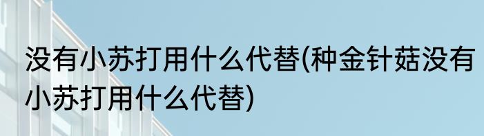 没有小苏打用什么代替(种金针菇没有小苏打用什么代替)
