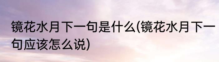 镜花水月下一句是什么(镜花水月下一句应该怎么说)