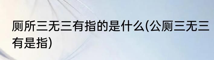 厕所三无三有指的是什么(公厕三无三有是指)