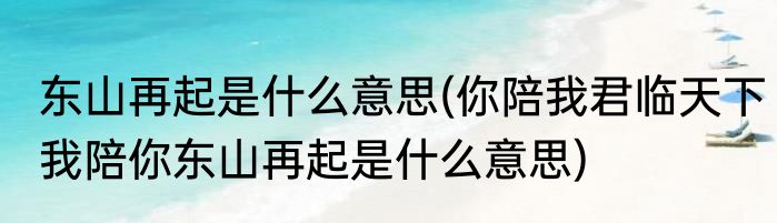 东山再起是什么意思(你陪我君临天下我陪你东山再起是什么意思)