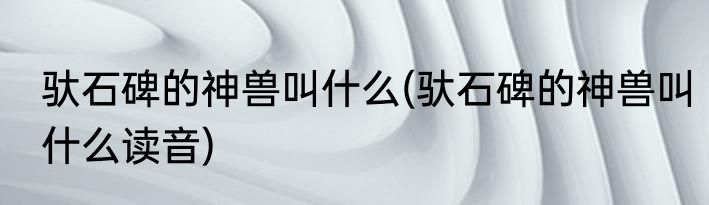 驮石碑的神兽叫什么(驮石碑的神兽叫什么读音)