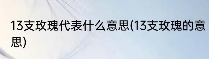 13支玫瑰代表什么意思(13支玫瑰的意思)