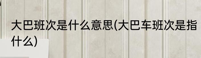 大巴班次是什么意思(大巴车班次是指什么)